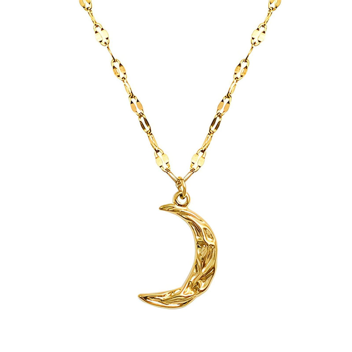 Luna 18K gold plated stainless steel crescent necklace