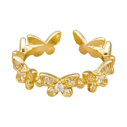 Butterfly gold tone adjustable ring