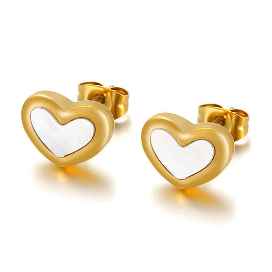 Cheri 18K gold plated stainless steel heart earrings