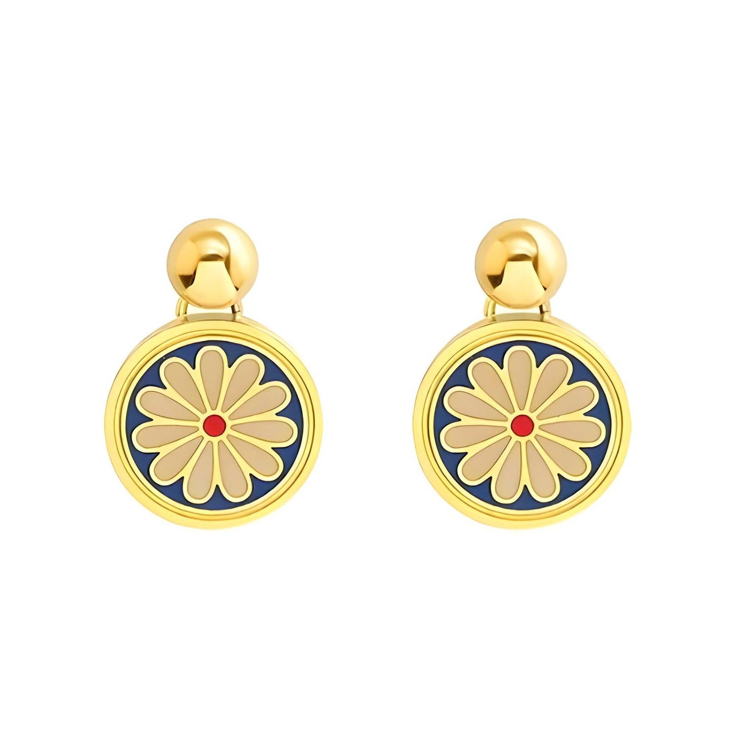 Lipsia 18K gold plated stainless steel flowers earrings